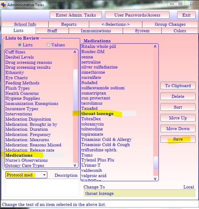 Administrative Tasks > Lists tab (1)